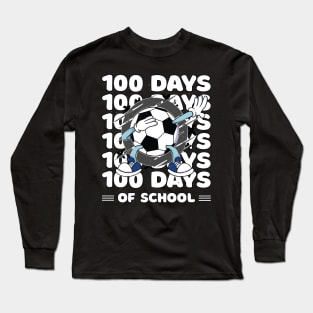 100 Days of school typography featuring a Dabbing Football #2 Long Sleeve T-Shirt